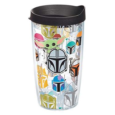 Imagem de Tervis Copo de viagem Star Wars - Mandalorian - Peekaboo Made in USA de parede dupla com isolamento térmico mantém as bebidas frias e quentes, 473 ml, clássico