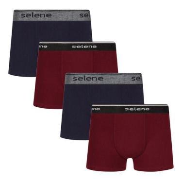 Imagem de Kit 4 Cuecas Boxer Infantil Criança Box Algodão Selene, Preta e vinho,