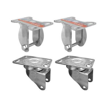 Imagem de Kit 4 un suporte garfo fixo e giratório 2 pol p/ rodízio - AJAX