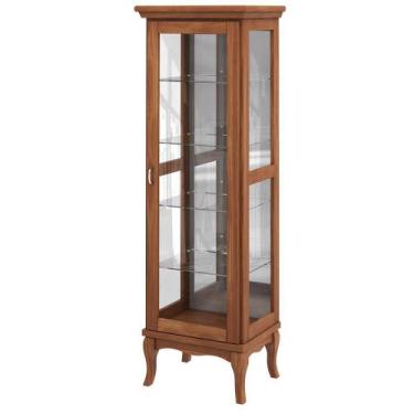 Imagem de Cristaleira Decorativa com Nicho Sala de Estar Bragi Madeira Maciça Im