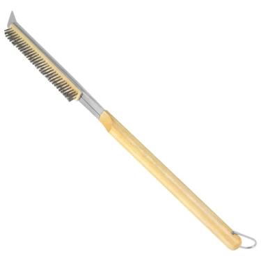 Imagem de Aolso Escova de forno de pizza, escova de 66 cm e raspador de aço inoxidável para pedra de pizza, escova de limpeza de churrasqueira, cerdas de aço inoxidável à prova de calor sem arranhões com chave