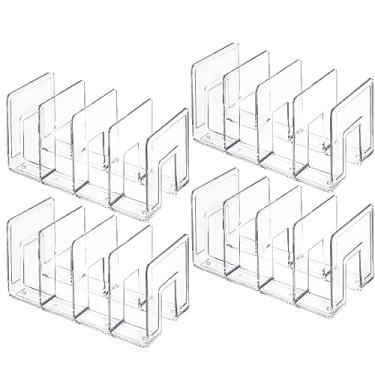 Imagem de Ygapuzi Pacote com 4 classificadores de arquivos de acrílico transparente, 4 compartimentos grandes, organizador de pasta de arquivos de mesa, suporte de armazenamento de escritório para livros, bolsa