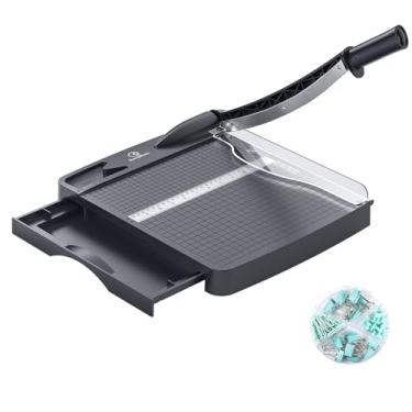 Imagem de Cortador de papel resistente de 30 cm, capacidade de 12 a 16 folhas, cortador de papel de guilhotina e aparador de papel, tábua de corte de papel para sala de aula, artesanato, cartolina cinza
