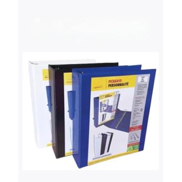 Imagem de Pasta fichário A4 personalizável com 4 argolas para organização de documentos, capa resistente, ideal para escritório, estudo e arquivo diário, fácil de usar e transportar (Azul,4)