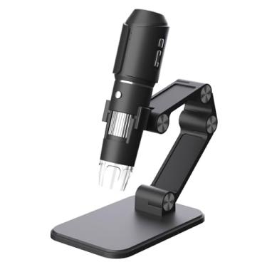 Imagem de Tangxi Microscópio Digital Sem Fio, Microscópios Portáteis WiFi Com Ampliação de 50X-1600X Com Suporte Ajustável, Câmera de 2 MP e 8 Luzes LED