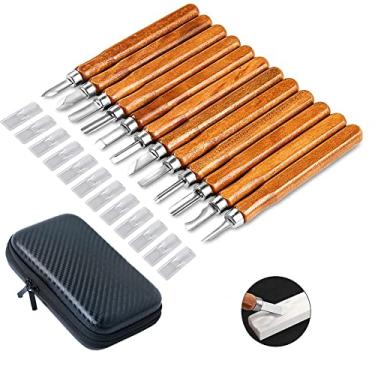 Imagem de Conjunto de Fresas Carpintaria Multifuncionais 12 Ferramentas Gravura com Bolsa Armazenamento para DIY em Madeira Gravação Selos e Sabão Ideal Entusiastas