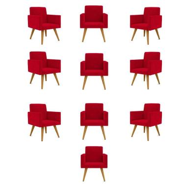 Imagem de Kit 10 Poltronas Decorativa Nina Balaqui Decor Vermelha
