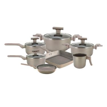 Imagem de Jogo De Panelas Sartin Tampa De Vidro Com Revestimento Cerâmico 7 Peças Soft Touch