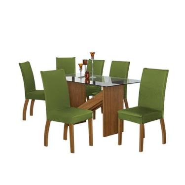 Imagem de Kit Capa Cadeira De Jantar Malha Com Elástico 06 Peças Verde - Mf Enxo