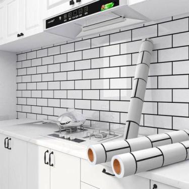 Imagem de Kit 10 Metros de Papel de Parede Adesivo Azulejo Metro White - Open St