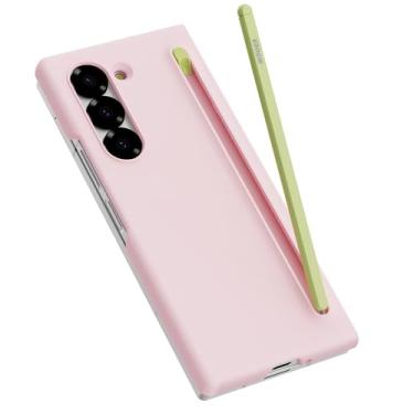 Imagem de AWINNER Capa de telefone compatível com Samsung Galaxy Z Fold 6 S Pen com caneta S compacta integrada, suporte e compartimento de armazenamento para caneta (rosa)