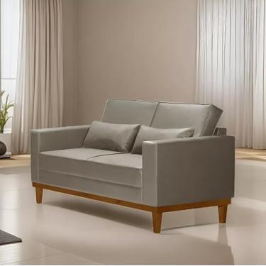 Imagem de Sofá Living Valência Decor 1,58mt - C/Base Madeira - Corino Bege