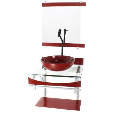 Imagem de Gabinete de vidro 40cm para banheiro curvado duplo pc cuba redonda ver