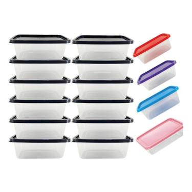 Imagem de 2X Kit 10 Potes 1 Litro Marmita Fitness Freezer Microondas