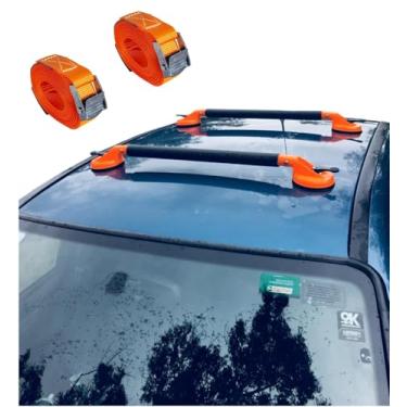 Imagem de Rack De Teto Universal Com 4 Ventosas + 2 Cintas De Presilha Laranja