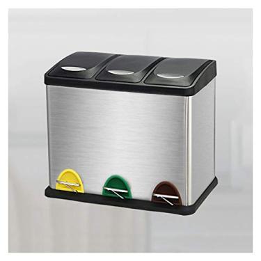 Imagem de Caixotes de lixo, caixote de lixo seco e molhado Caixote do lixo grande capacidade lata de lixo de aço inoxidável lata de sortitrash de aço inoxidável, 4,2 galões/6,3 galões cozinha banheiro