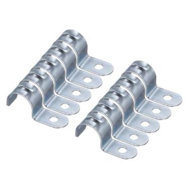 Imagem de HARFINGTON Braçadeira de conduíte de 10 peças, correia EMT de um orifício, braçadeira de tubo em U, diâmetro de tubo de 20 mm 13/16 polegadas, diâmetro de furo de 6 mm 1/4 polegada, suporte em forma