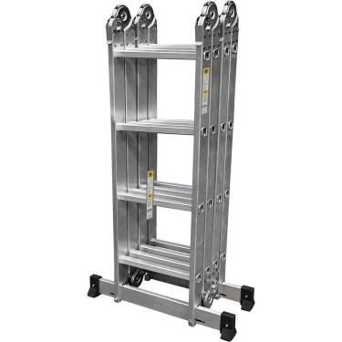 Imagem de Escada Multifuncional Prime 16 Degraus Alumínio 4,12 M Leve Com Travamento Automático E...