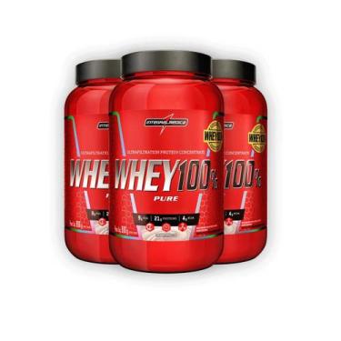Imagem de Kit 3 Whey Protein 100% Puro V2 Integral Medica Morango 900g - Integra