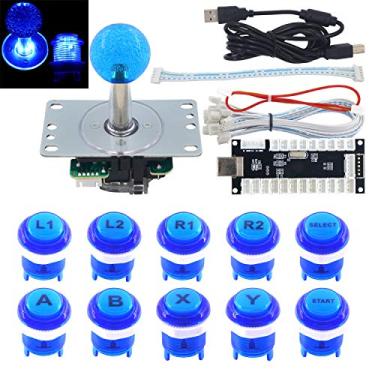 Imagem de SJ@JX Jogo Arcade LED DIY Kit Interruptor Mecânico Teclado Arcade Botão LED Joystick Controlador Zero Delay USB Encoder para PC MAME Retropie Jamma