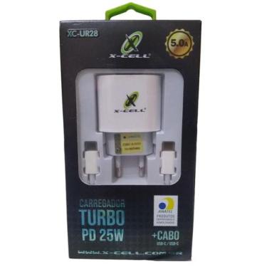 Imagem de Carregador + Cabo Rápido Turbo 25w, 5.0A Samsung, Motorola, Tipo C - X