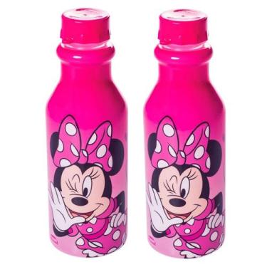 Imagem de Kit 2 Garrafinhas da Minnie Disney 500ml Plasútil com Tampa Rosa, Garr