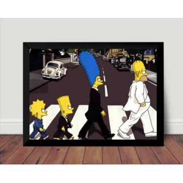 Imagem de Quadro Os Simpsons Arte The Beatles Poster Moldurado - Fanarte