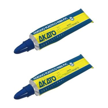 Imagem de Kit c/ 2 Cola Adesivo Plástico p/ PVC em Bisnaga 75g - Akato