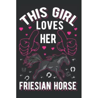 Imagem de Friesenpferd Notizbuch: Friesian Horse Girl Friesenpferd Friesen Pferd / 6x9 Zoll / 120 karierte Seiten Seiten