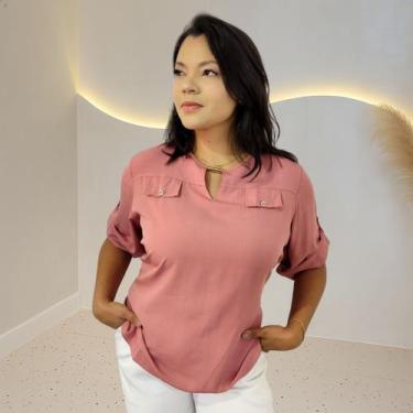 Imagem de Blusa Camisa Feminina Social Botões Manga 3/4 Formal Eloísa - Dama K M