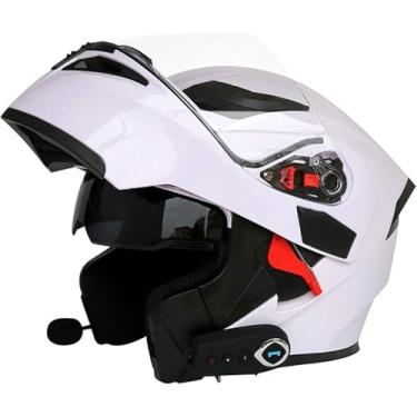 Imagem de Capacete De Moto Flip Up Bluetooth Modular Capacete De Motocicleta Integral Aprovado Pela Dot/Ece Antiembaçante Duplo Viseira Solar Forro Interno Removível Bike Cruiser Cho, K, 2XL=(63~64CM)