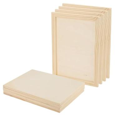 Imagem de SOUJAP Pacote Com 8 Painéis De Tela Madeira 9 X 12 Pol., Planos Inacabados, Emoldurados Para Pintura E Artesanato