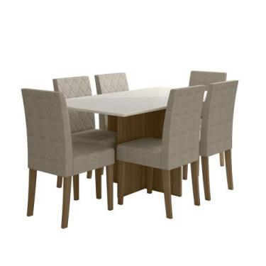 Imagem de Sala de Jantar Helo 160 Tampo Chanf C/V 6L Cadeiras Jade Poliman Móvei