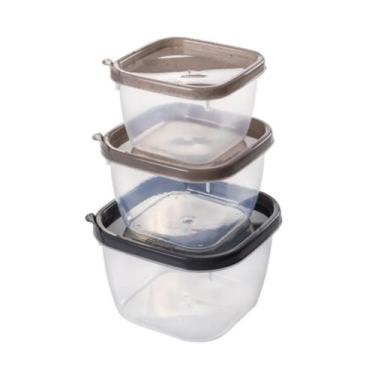 Imagem de Jogo 3 potes trio conect quadrado tampa organzador marmita vasilha pla