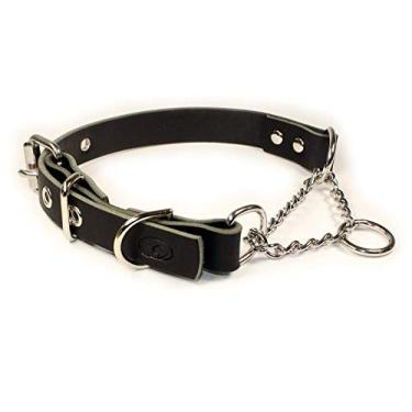 Imagem de sleepy pup Corrente de couro ajustável tipo martingale, deslizamento limitado, corrente meia xadrez, coleira para adestramento (G/GG: 50,8 cm - 60,9 cm, preta)