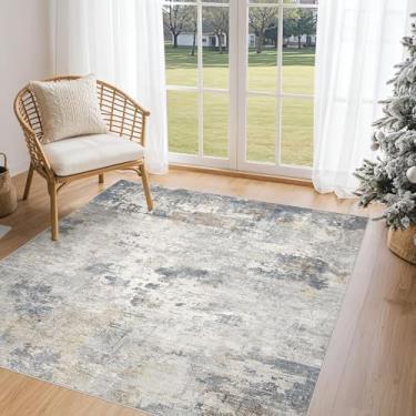 Imagem de UERMEI Tapetes quadrados: Tapete abstrato moderno neutro lavável 12 x 12 cm para sala de estar quarto - Tapete macio com suporte antiderrapante para cozinha, berçário, dormitórios, casa de fazenda