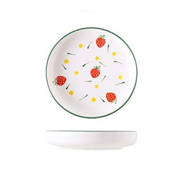 Imagem de Prato de serviço prato fundo de porcelana de estilo pastoral, prato de picles de sobremesa simples e elegante, pratos de prato de jantar seguros para micro-ondas e lava-louças (Cor: B, Tamanho: L)