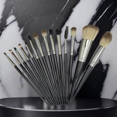 Imagem de Conjunto de pincéis de maquiagem profissional de 14 peças | Cerdas macias para pó, blush, base, sombra, corretivo e sobrancelhas, kit completo de pincéis cosméticos 11