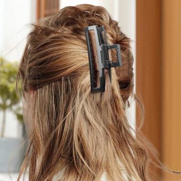 Imagem de Grampo de cabelo retangular grande – garra de plástico forte para cabelos grossos, acabamento fosco, acessório de estilo moderno