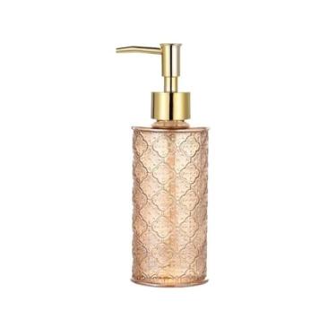 Imagem de Dispensador de sabonete, banheiro, vintage, vidro, loção, garrafa leve, luxuosa, para casa, hotel, sabonete líquido, xampu, dispensador de sabão para cozinha (laranja)