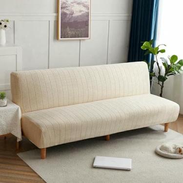 Imagem de Capa grossa e elástica para sofá sem braços, tamanho casal, com base elástica, protetora de móveis para sala de estar e quarto.