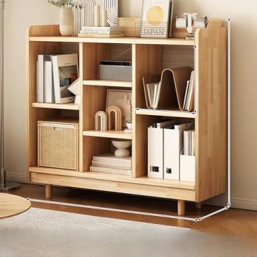 Imagem de Estante de canto de madeira com alta barreira e bordas lisas - Vitrine durável com pés de armário altos, fácil de limpar e prateleiras de armazenamento de painel traseiro inteiro (A7100)