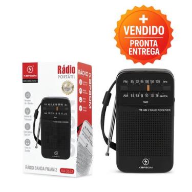 Imagem de Rádio portátil com receptor AM FM 2 bandas alimentado por pilhas desig