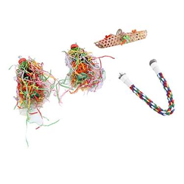 Imagem de Leftwei Brinquedos para desfiar pássaros, brinquedos de mastigar coloridos naturais engraçados para pássaros seguros resistentes a mordidas para pequenos pássaros médios