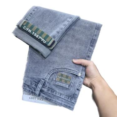 Imagem de Calças jeans calças jeans verão jeans masculino moderno versão coreana leggings cropped na moda, Azul claro, 37