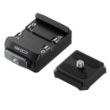 Imagem de Sirui Kit de placa e braçadeira de liberação rápida de 38 mm, sistema de liberação rápida, adaptador de montagem para câmera com furos rosqueados de 1/10.2 cm-20 e 3/20.3 cm-16, placa de base para