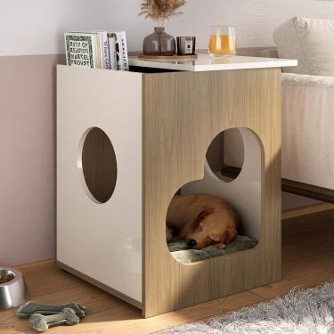 Imagem de Mesa De Apoio Casinha Pet 52 Cm 4574 Carvalho Off White Arly