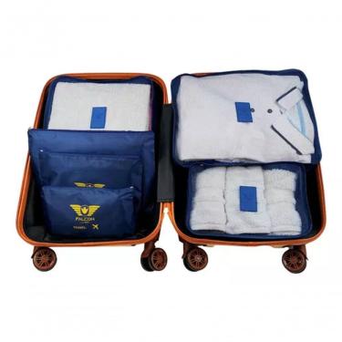 Imagem de Organizador De Mala Bolsa Kit 6 Pecas Azul Marinho