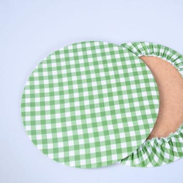 Imagem de Sousplat Estampado Allegra 2 Peças Capa E Base Mdf 35cm Diâmetro 100% Poliéster - Xadrez