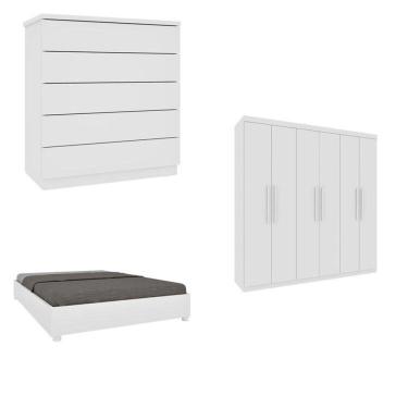 Imagem de Quarto Casal Completo Guarda-roupa 6 Portas Lima, Cama Monaco E Cômoda Premium Espresso Móveis Neve